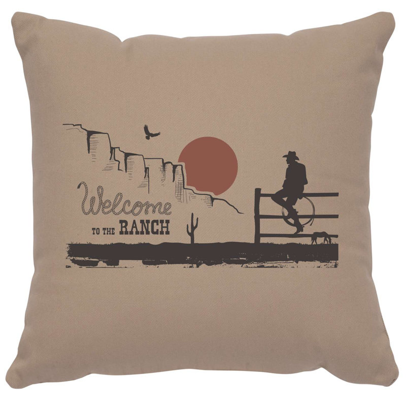 Coussin Wooded River Image - Welcome Ranch - Coton albâtre, Albâtre