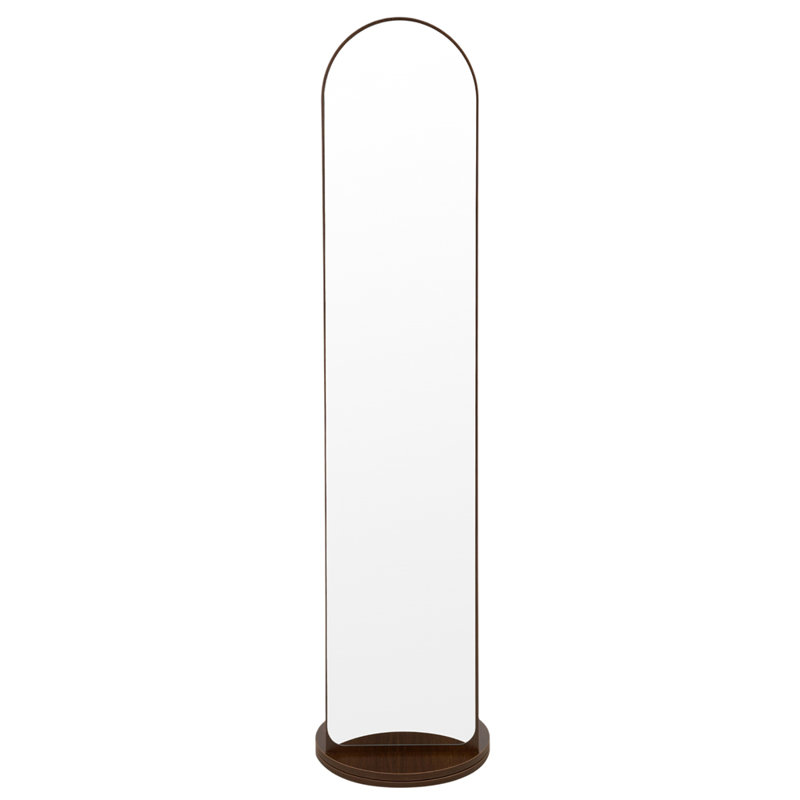 Arch Floor Mirror with Shelves, Walnut