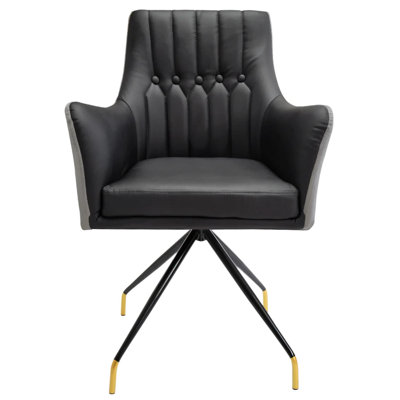 Genesis Vanity Chair with 360 Degrees Swivel Seat with Slim Black Legs, Beautiful Makeup Chair