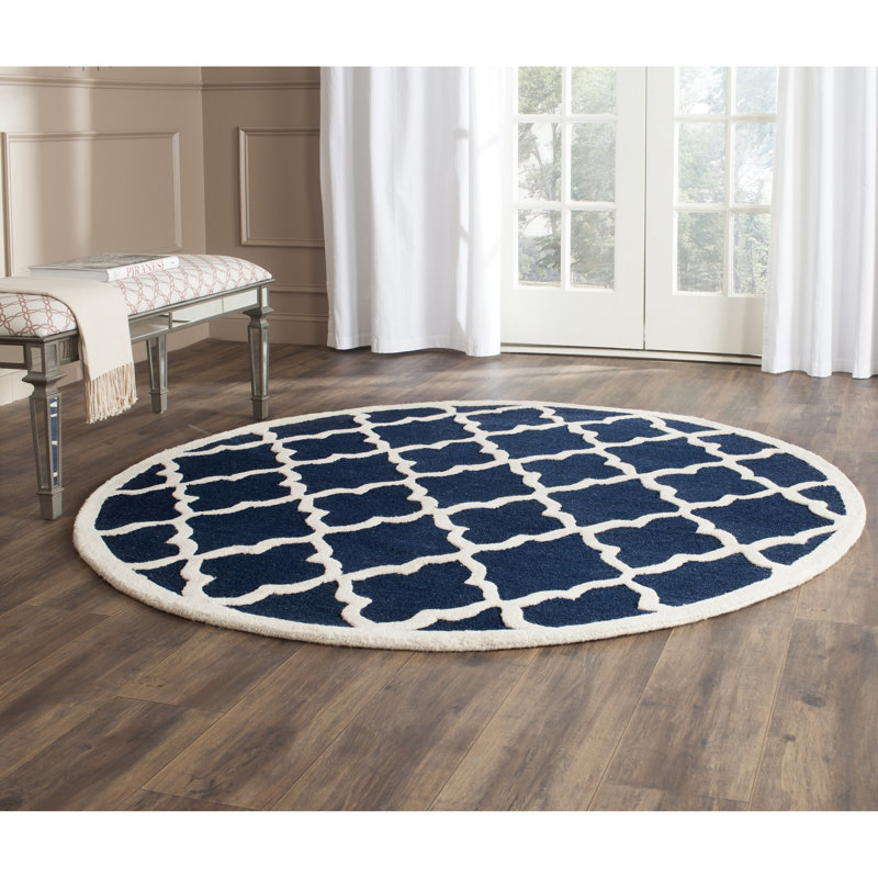 Cannen Hand Tufted Wool Geometric Rug, Round 6'