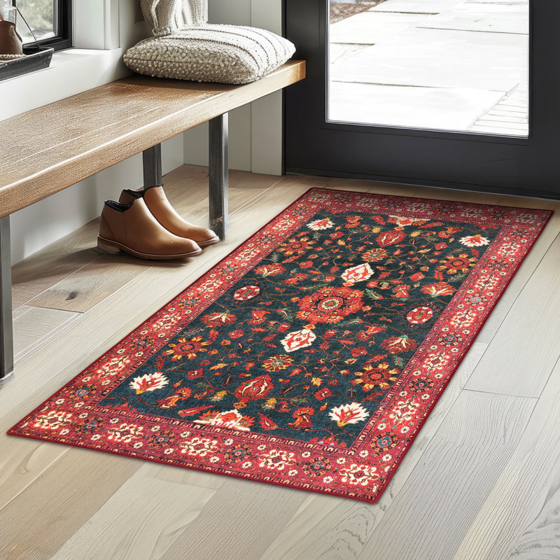 Ramage Indigo Performance Flatweave Washable Oriental Indoor / Outdoor Rug, Rectangle 3' x 5'