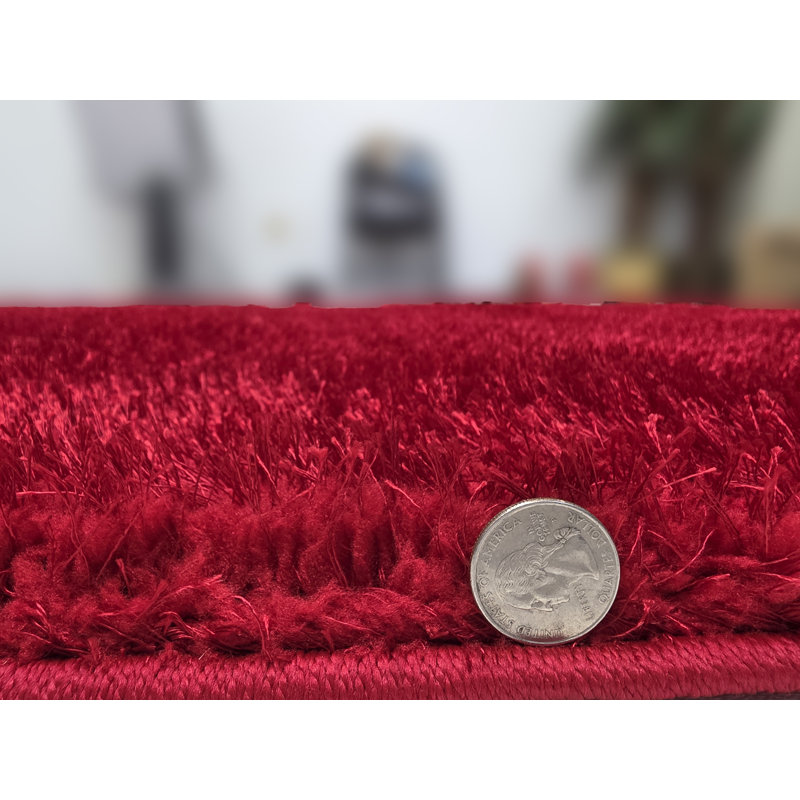 Feather Eudella Shaggy Solid Red, Rectangle 7'10" x 10'2"
