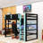 Wood Loft Bed with Shelves and Built-in USB Ports and RGB LED Lights-1229134912-1229134914