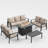 Aluminum Oudoor Sofa Set 7-Seat Patio Conversation Set with Coffee Table-1101337546-1101332669