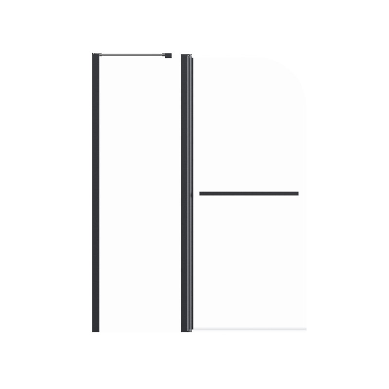 43 In. W * 58 In. H Frameless Folding Shower Doors For Bathtub, 1/4" (6Mm) Thick SGCC Tempered Glass Door, Bathroom Pivot Tub Glass Door