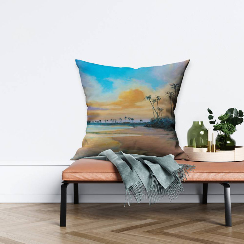 Sunset by the sea - 26"x26" Throw pillow - Poly twill - Print on demand, Polyester/Polyfill
