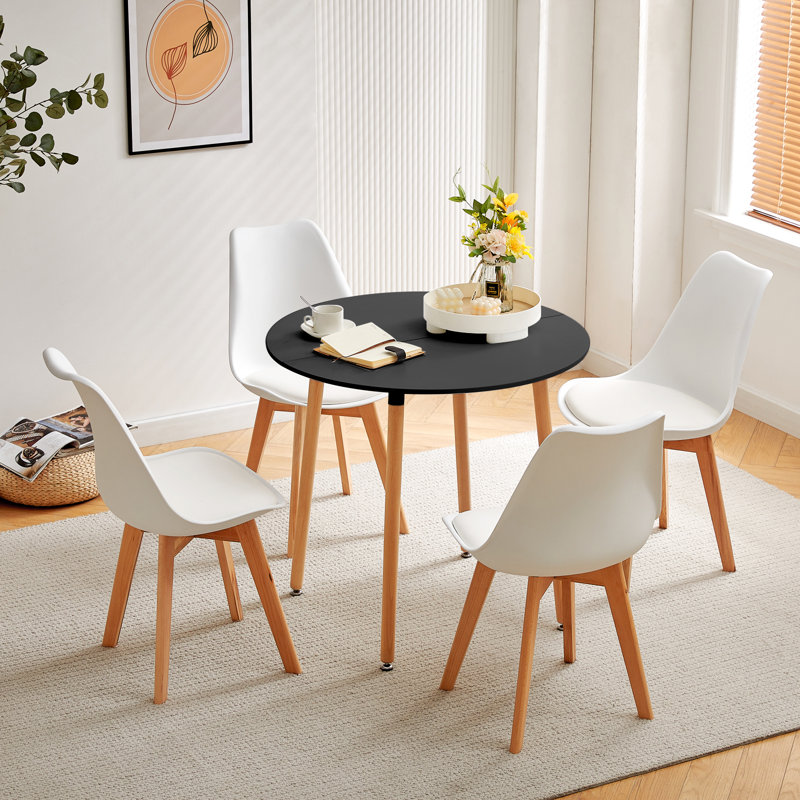 4 - Person Dining Set, Black, White