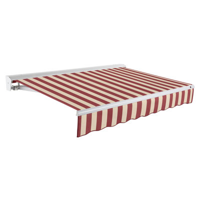 Awntech Destin Manual Retractable Awning, 18' x 10', Burgundy/Tan Stripe