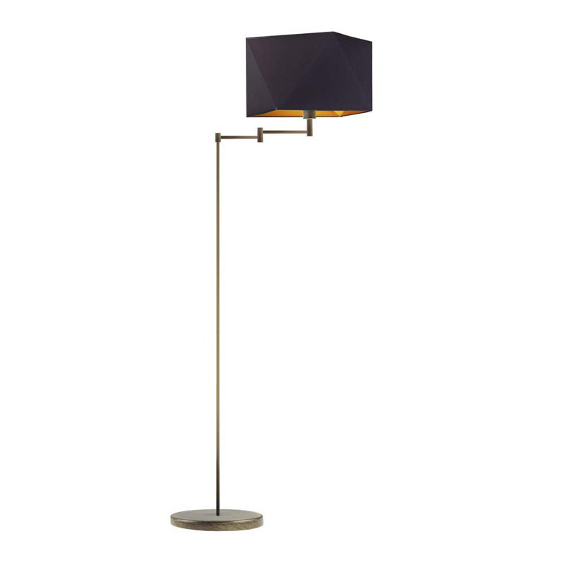 Glasper 165cm Swing Arm Floor Lamp, Brushed Bronze, Black