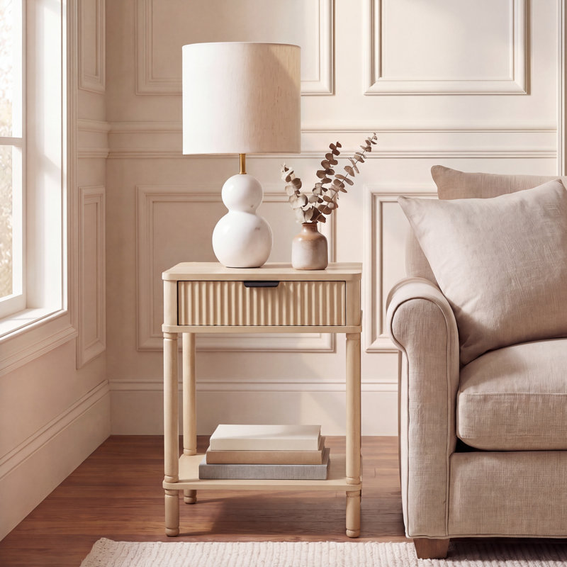 Table d'appoint 1 tiroir Remo, Naturel