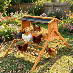 Chicken Nesting Box with Asphalt Roofing – 3-in-1 Chicken Coop Accessory Includes Perch & Swing, Outdoor Nesting Boxes for Hens or Chickens