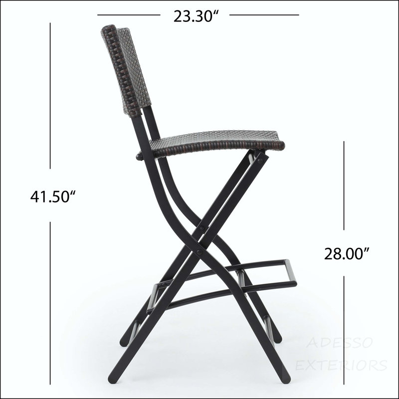 Ensemble de 2 tabourets de bar pliables d'extérieur en osier avec repose-pieds