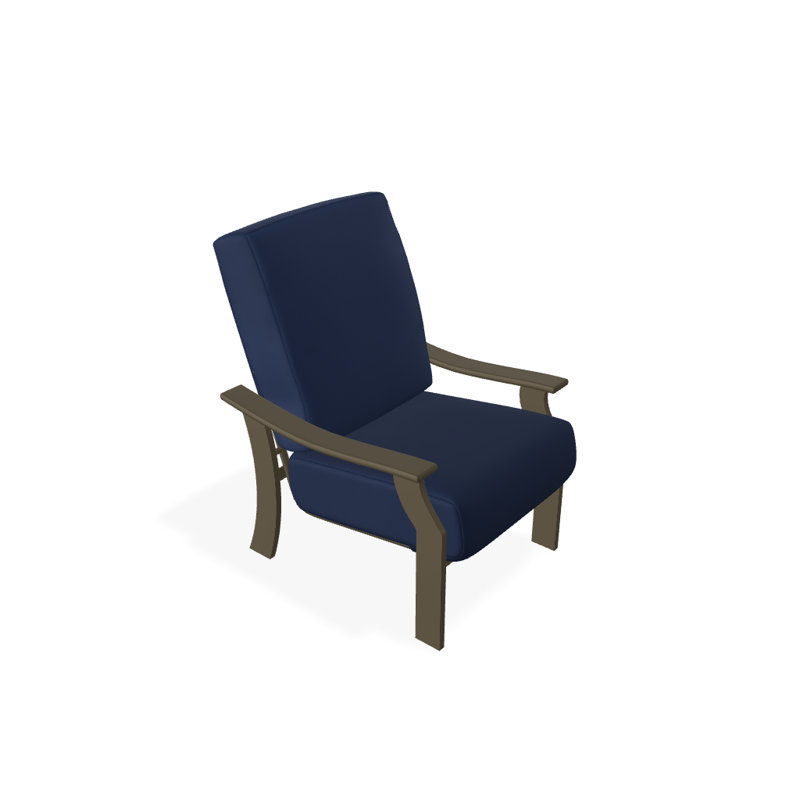 St. Catherine Outdoor Lounge Chair, Canvas Navy Sunbrella® Canvas, Textured Beachwood