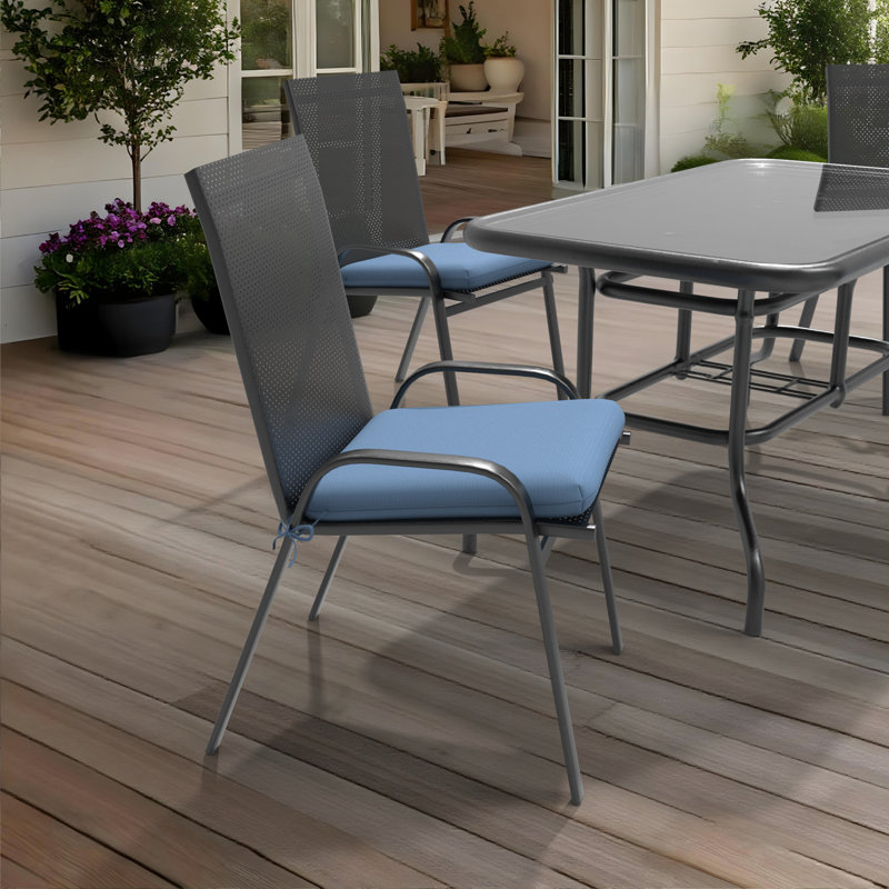 Outdoor Square Dining Chair Cushions, 3" Foam Replacement Cushion, 6, Sky Blue