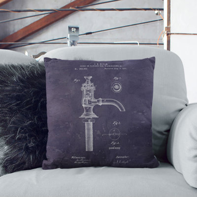 Water Faucet Tap Patent Dark Scatter Cushion