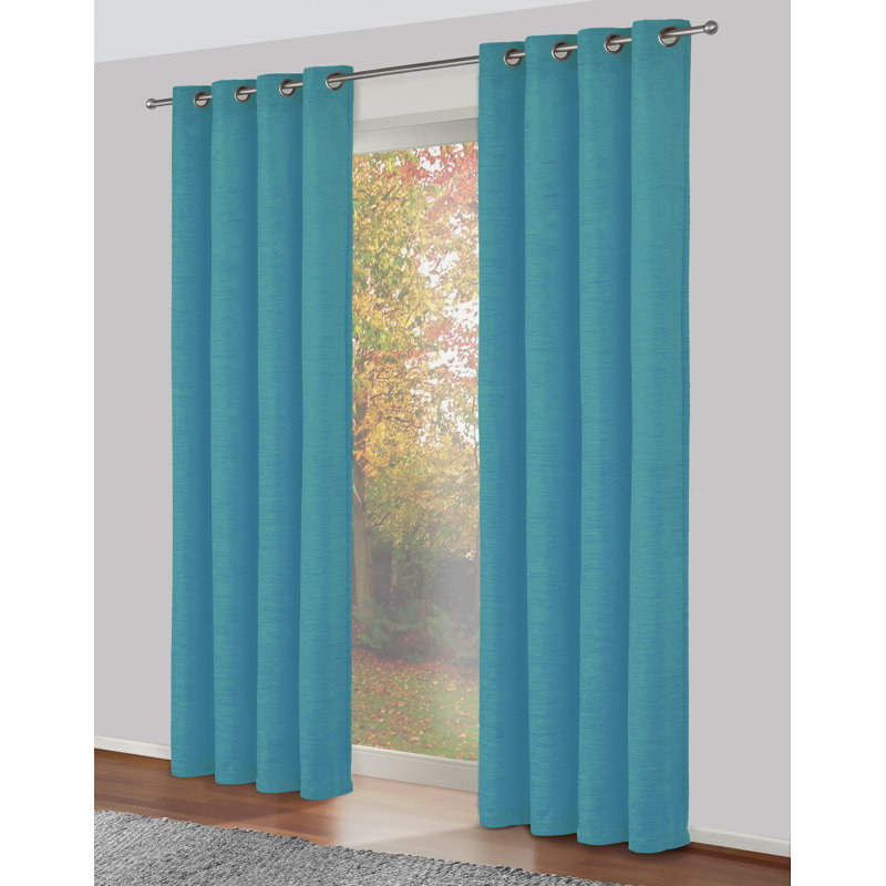 Breedlove Eyelet Room Darkening Single Curtain, 270cm Width x 245cm Drop, Turquoise