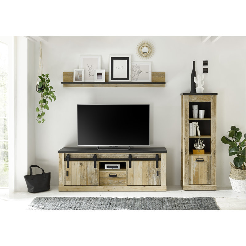 Jackeline TV Stand for TVs up to 50", Light Brown/Black