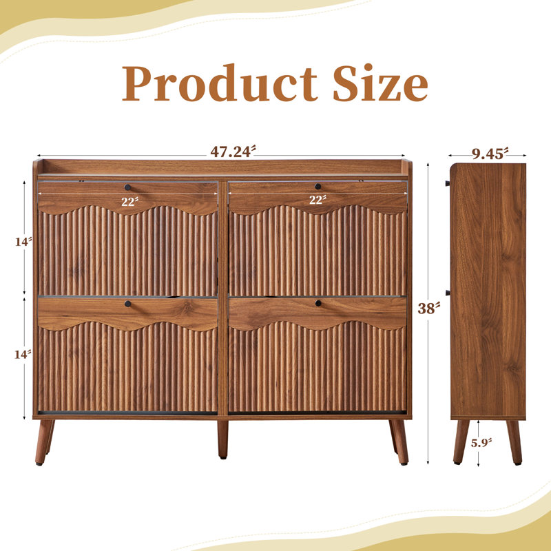 16 Pair Shoe Storage Cabinet, 16-Pair, Brown