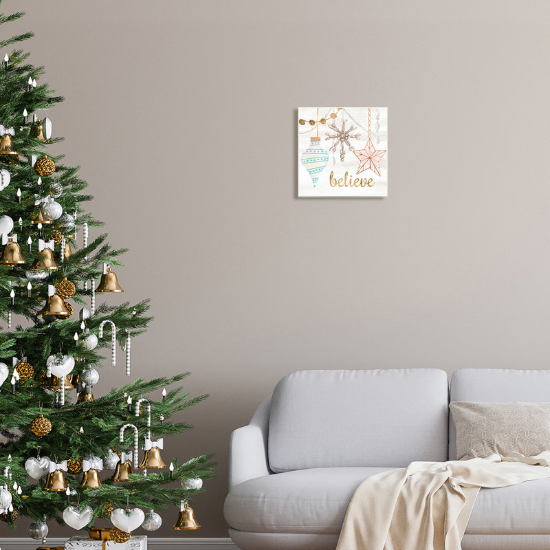 Glimmering Believe Text Holiday, Plaque murale, H 12 po x l 12 po x P 0,5 po