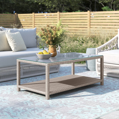 Desmonde Rectangular Metal Outdoor Coffee Table , 48'' in. W 26'' in. D