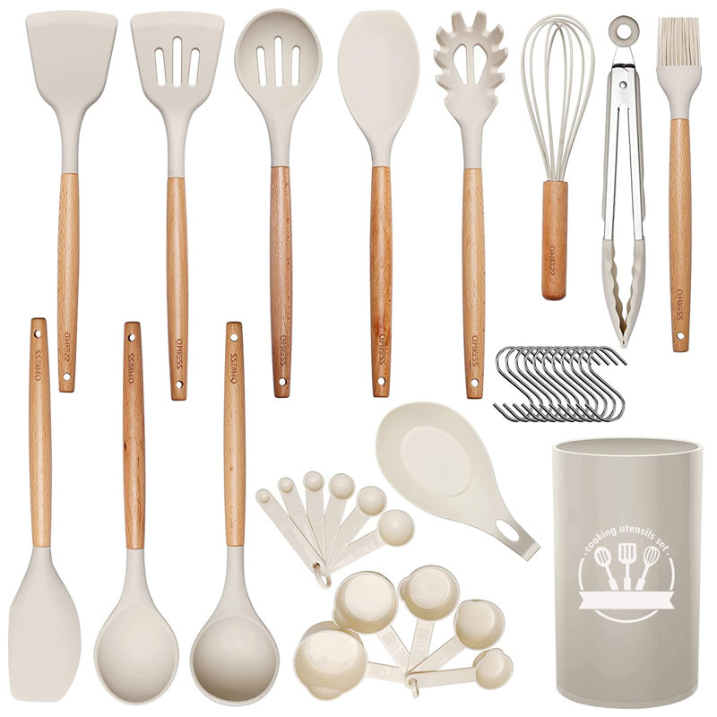 Ensemble de 23 cuillères à cuisson avec pot à ustensiles 23 pièces