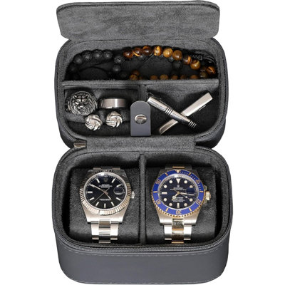 Étui de voyage pour 2 montres | Protection robuste et portable avec fermeture éclair | Convient à toutes les montres-bracelets et montres intelligentes jusqu'à 50 mm