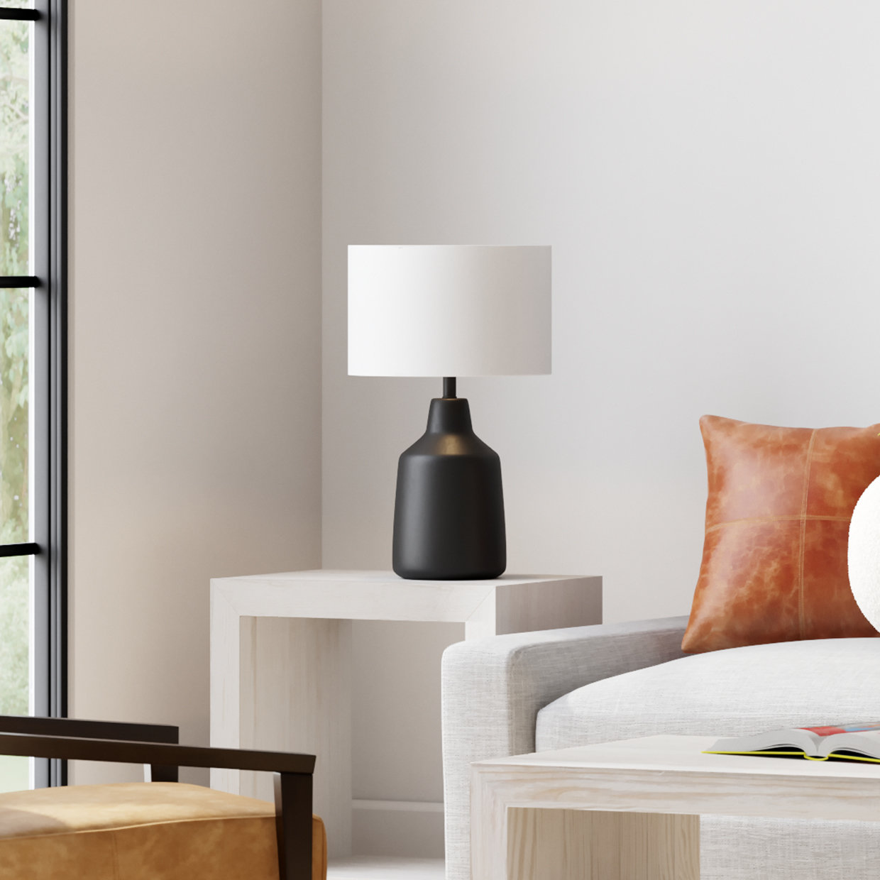 Lockwood Concrete Table Lamp, Black Base / Gray Shade
