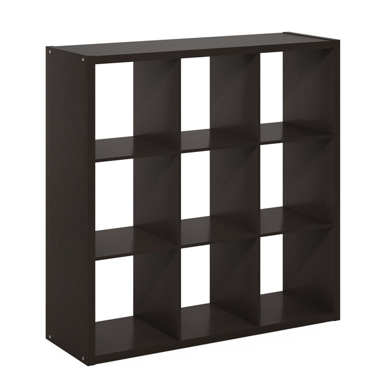Leel Standard Bookcase, 111cm H x 111cm W x 37cm D, Dark Oak