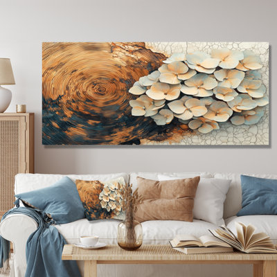 Cristal d'hortensia sur une diapositive en bois II - reproduction d'art traditionnelle en métal, hydrangées en métal