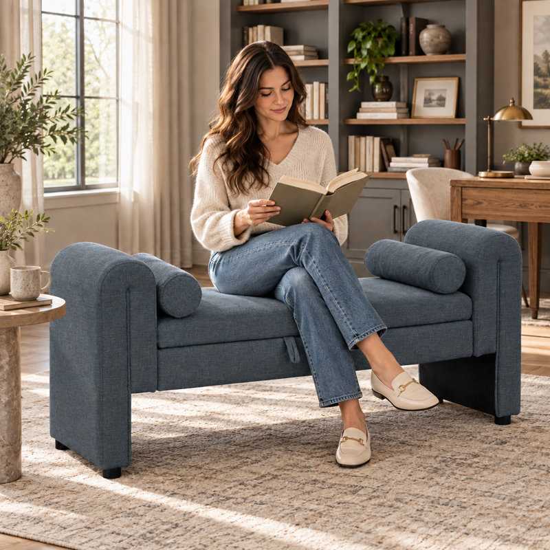 Velvet Bench for Bedroom End of Bed, 60.5- inch Upholstered Button Tufted Ottoman Bench with Rolled Arms, Button-Tufted Ottoman for Living Room, Entryway