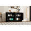 Buffet noir avec beaucoup de rangement et un superbe design polyvalent