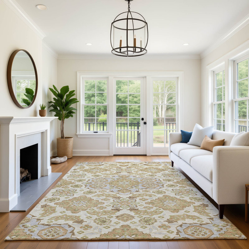 Premium Machine Washable Xamiera AMF1853 Global Rug, Rectangle 3' x 5'
