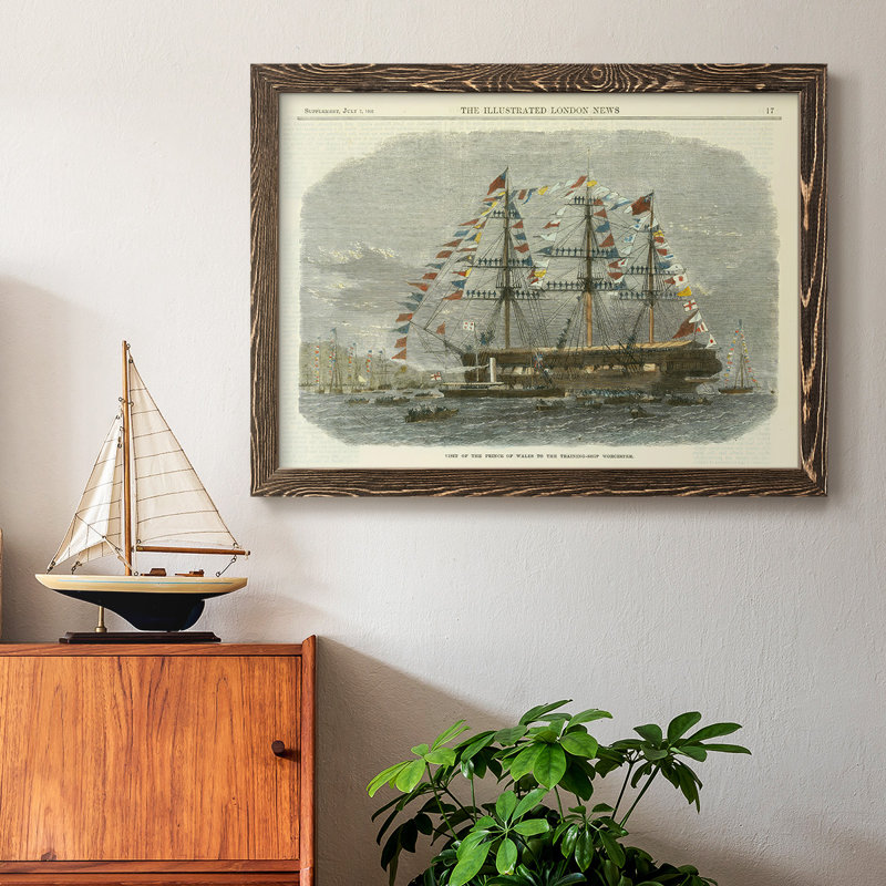 Antique Clipper Ship I, peinture sur toile encadrée, Noyer, H 18 po x l 26 po x P 1,5 po