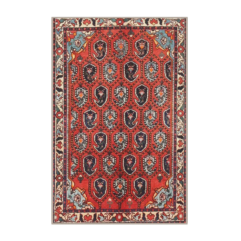 Tapis traditionnel rouge / noir, Rectangle 4 pi x 6 pi