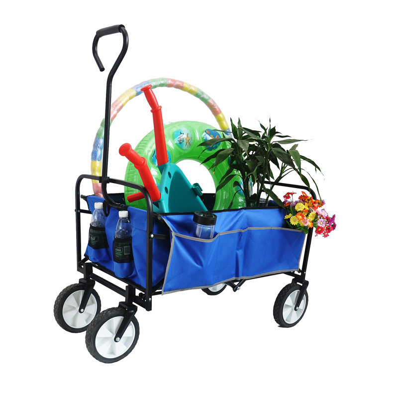 Chariot de plage pliant Wagon Garden (bleu), H 45 po x l 37 po x P 20 po, Noir / Bleu