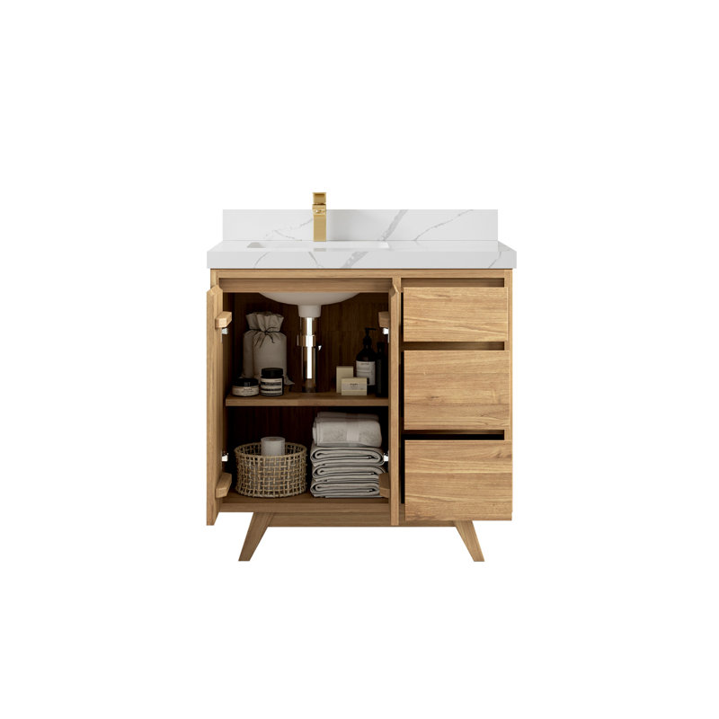 Ensemble de meuble-lavabo simple 36 po Kristynn, Calacatta Laza