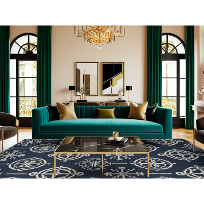 Tapis bleu marine et blanc lavable