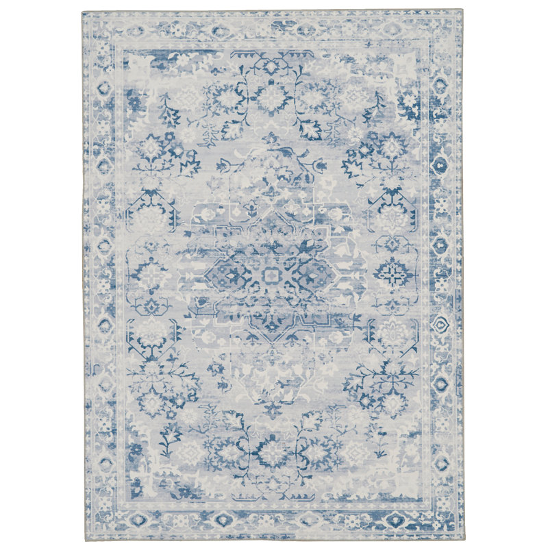 Laurel Machine Washable Gray and Ivory Area Rug, Rectangle 2' x 3'
