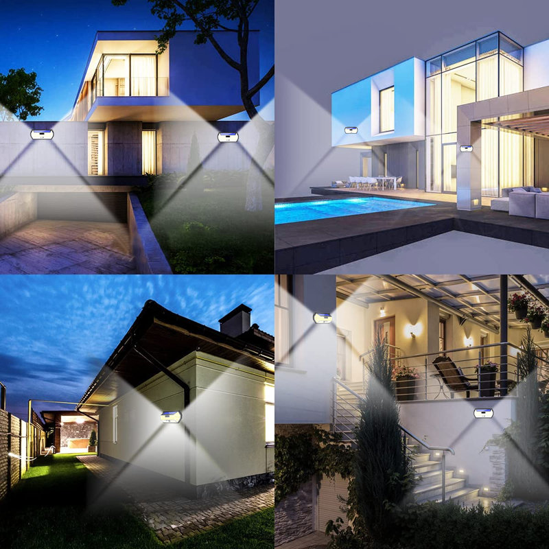 Count 148 - Head LED Solar Powered Dusk to Dawn Outdoor Security Wall Pack with Motion Sensor