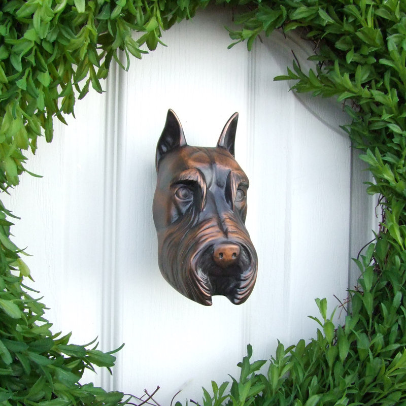 Schnauzer Door Knocker, Oiled Bronze