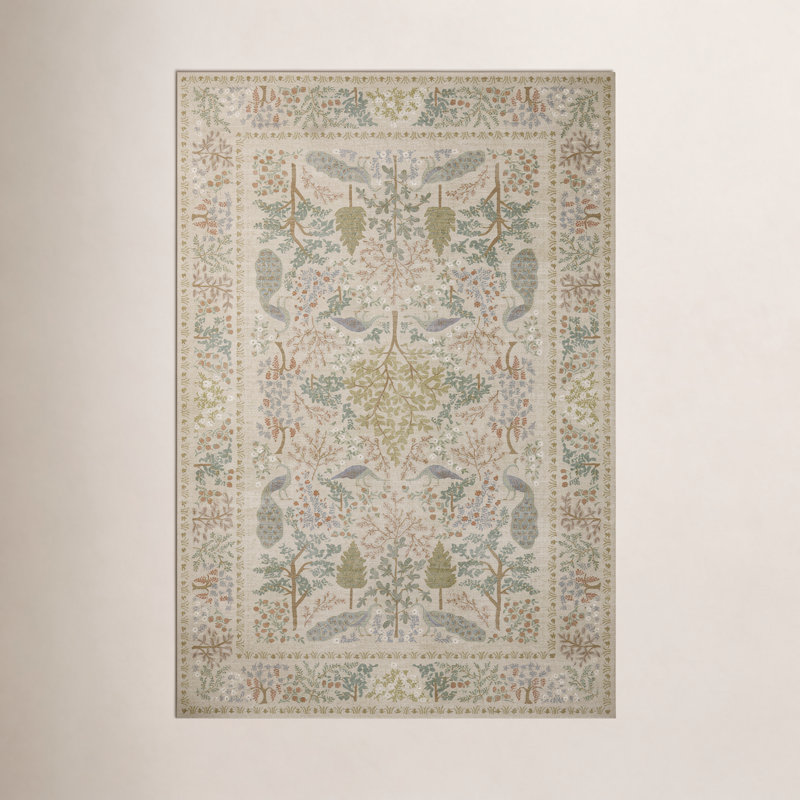 Tapis crème Rifle Paper Co. x Loloi, Rectangle 7 pi 6 po x 9 pi 6 po