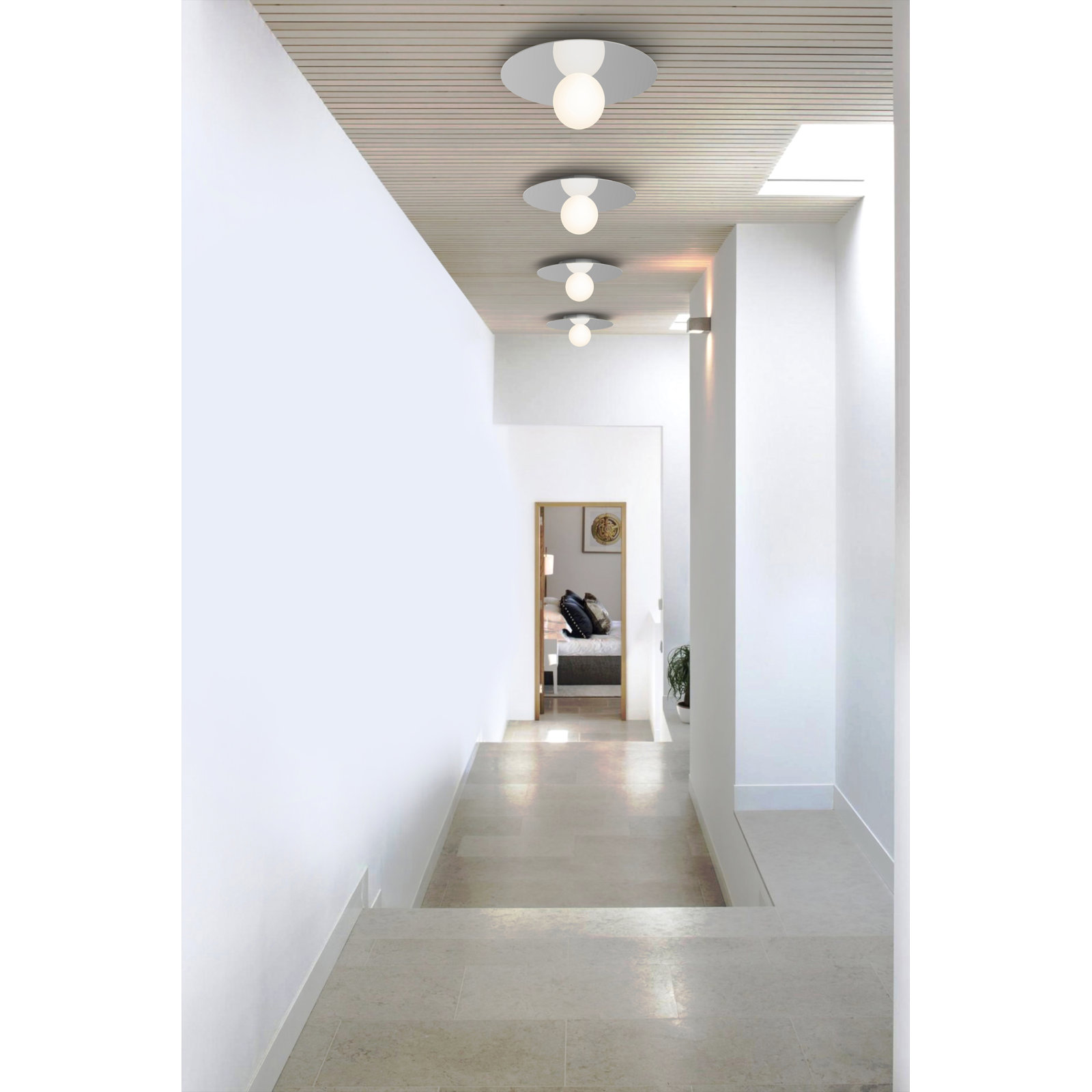 Bola Disc Single Light Flush Mount, Chrome, 7.2" H x 22" W x 22" D
