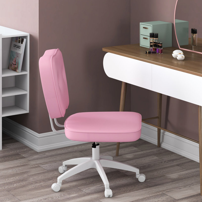 Fauteuil à dossier moyen rose pour tâches de bureau - Hauteur réglable, pivotant, cuir d'unité centrale, dossier d'équipement sans accoudoir, cuir