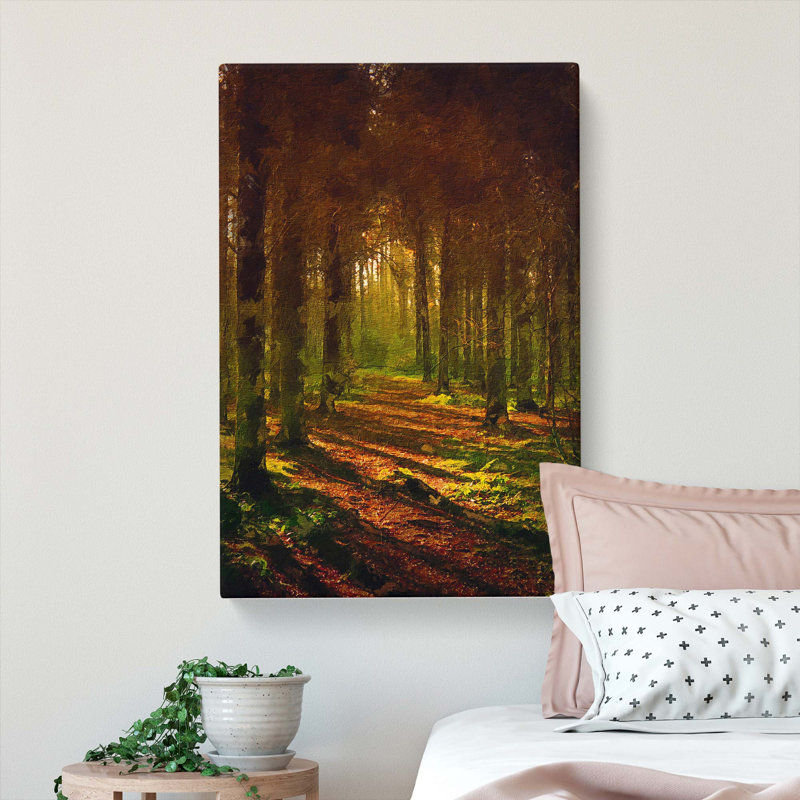 Walking Through An Autumn Forest - Wrapped Canvas Painting, 76cm H x 50cm W x 3cm D