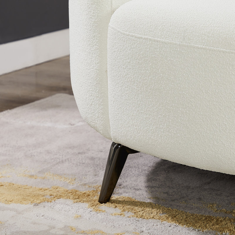 Bryley Upholstered Curved Sectional, White Boucle, Left Hand Facing