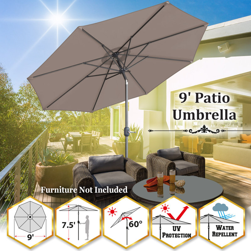Parasol de marché 9 pi balceta, Taupe