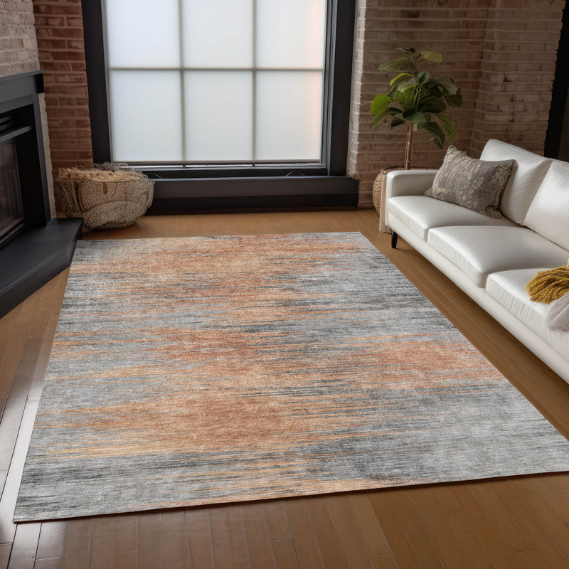 Mahaney Washable Abstract Indoor / Outdoor Rug, Rectangle 9' x 12'