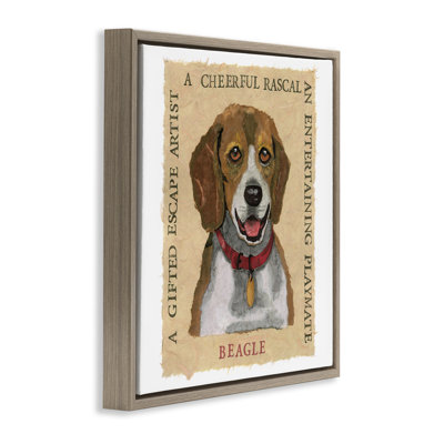 "Fun Beagle Pet", art mural encadré flottant par Nancy Overton
