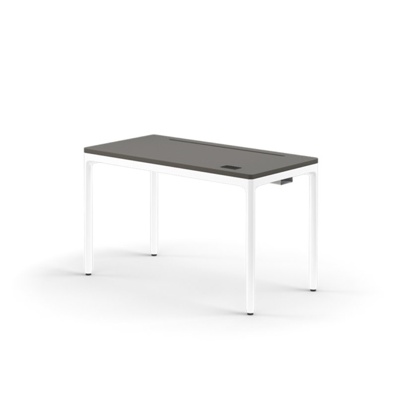 eFloat Quattro, 23 in. D x 58 in. W Sit-Stand Desk with Carbon Black Base, Carbon Black Painted Wood Top, and Black Salzburg Leather Cable Manager