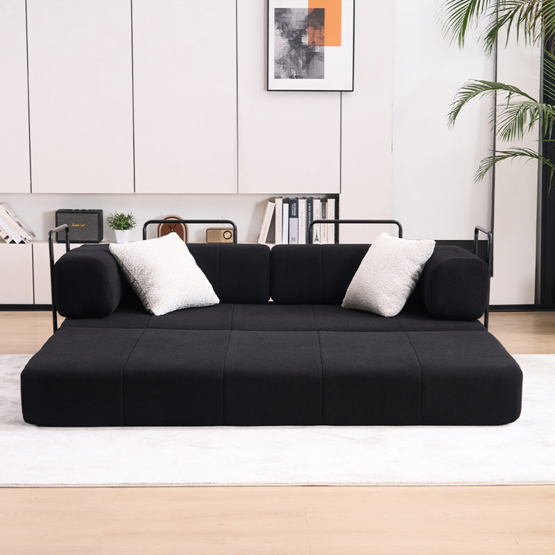 Canapé-lit pliant, canapé-lit convertible de 78,5 po avec 2 coussins, canapé-lit pliant, matelas à ressorts en mousse, canapé-futon pour salon, bureau, appartement